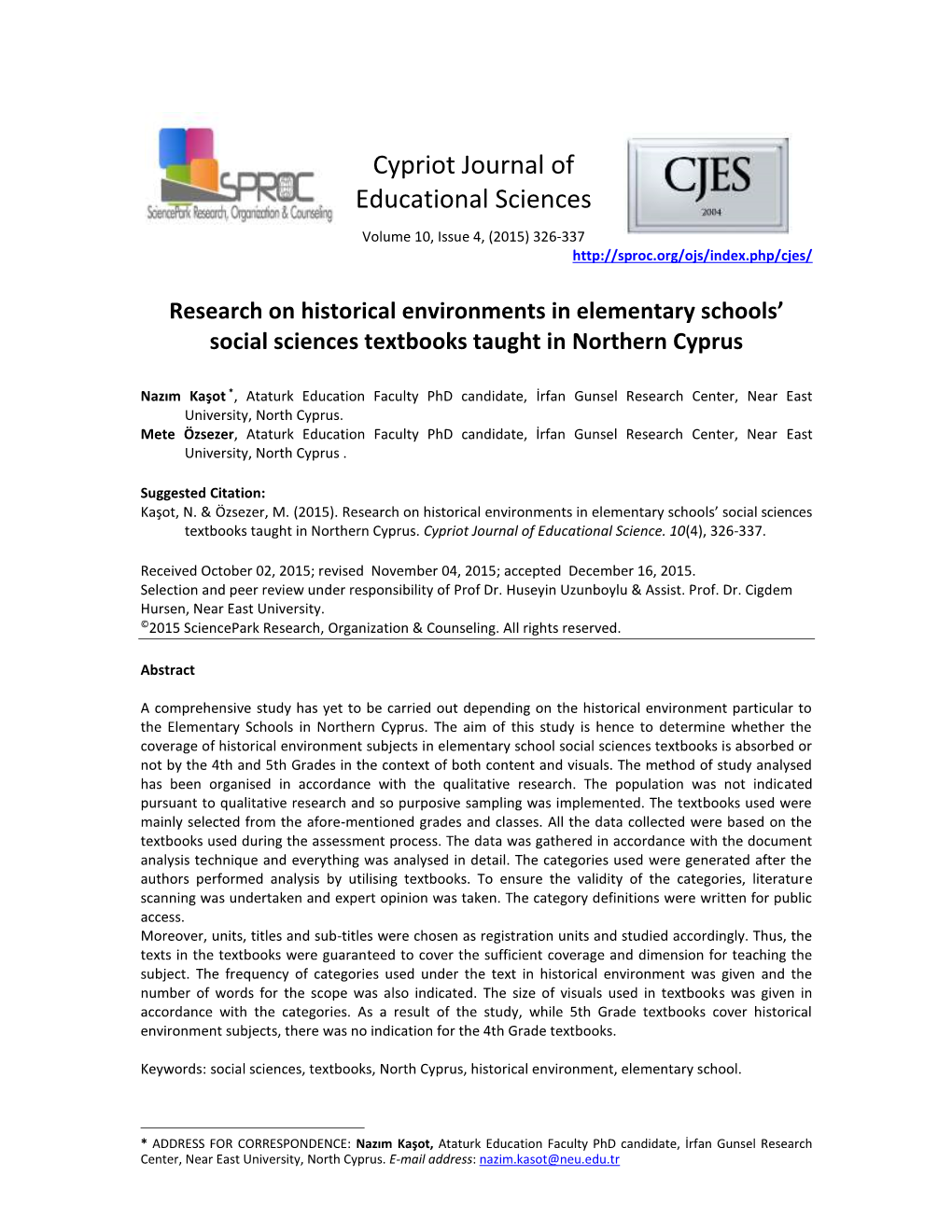 Research on Historical Environments in Elementary Schools' Social