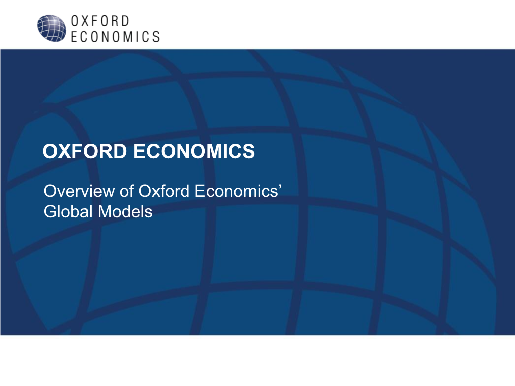 Overview of Oxford Economics' Global Models