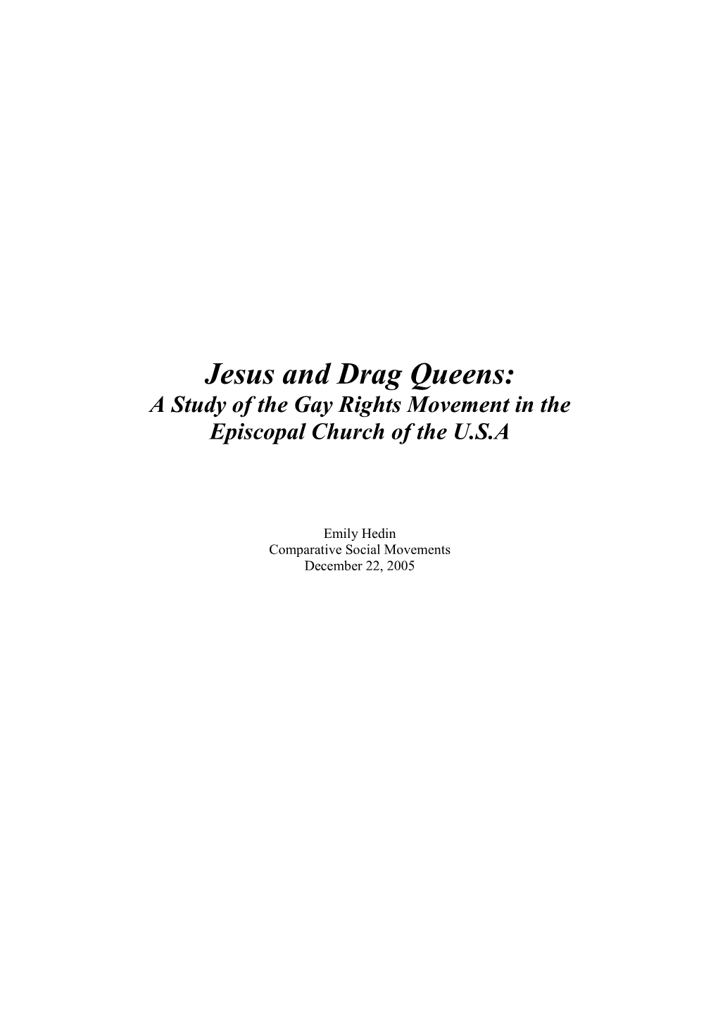 The Gay Rights Movement in the Episcopal Church (Hedin)