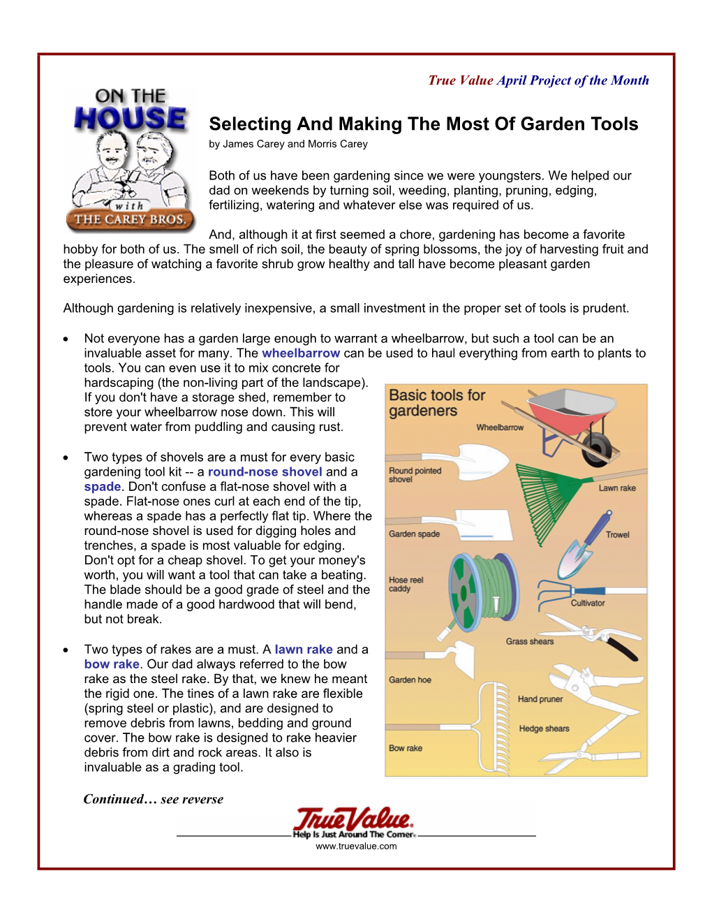 Selecting and Making the Most of Garden Tools by James Carey and Morris Carey