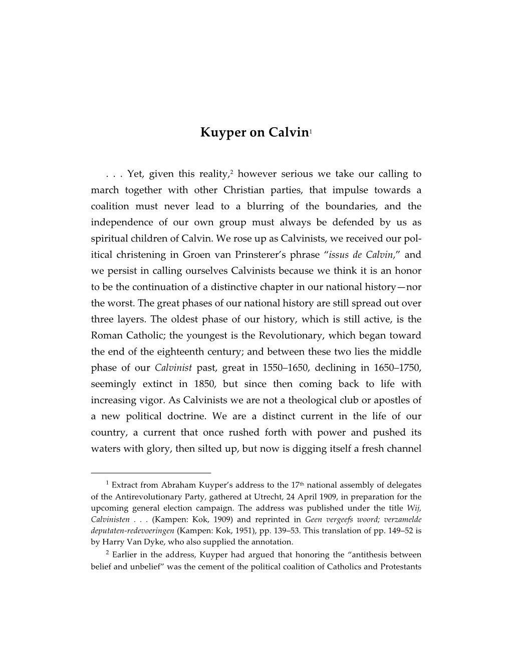 Kuyper on Calvin1