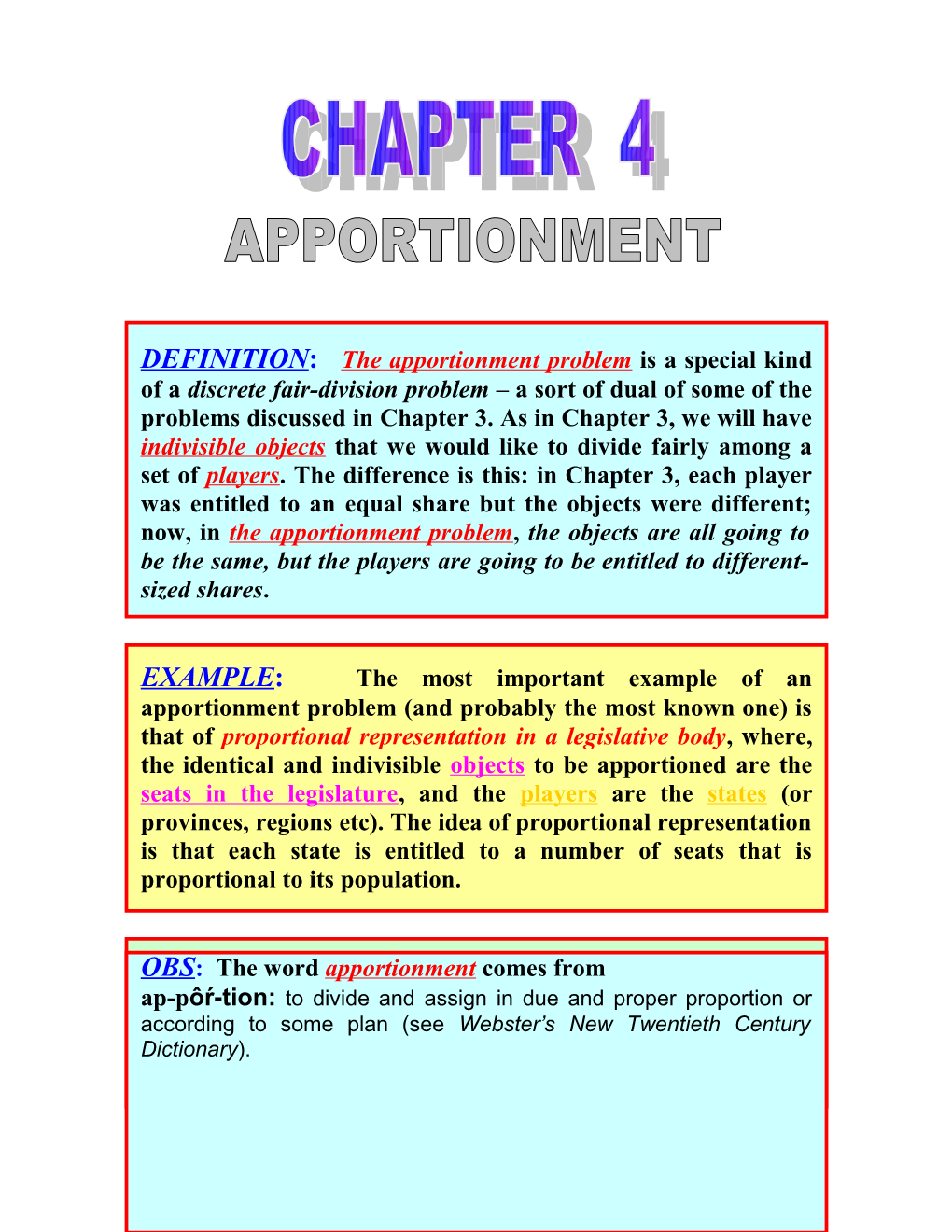 OBS: the Word Apportionment Comes From