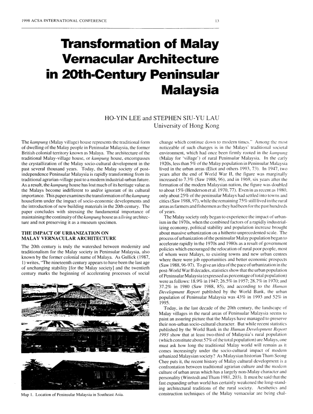 Tkansformation of Malay Vernacular Architecture in 20Th-Century Peninsular Malaysia