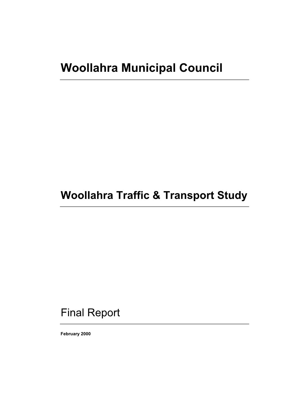 Final Report Woollahra Traffic & Transport Study