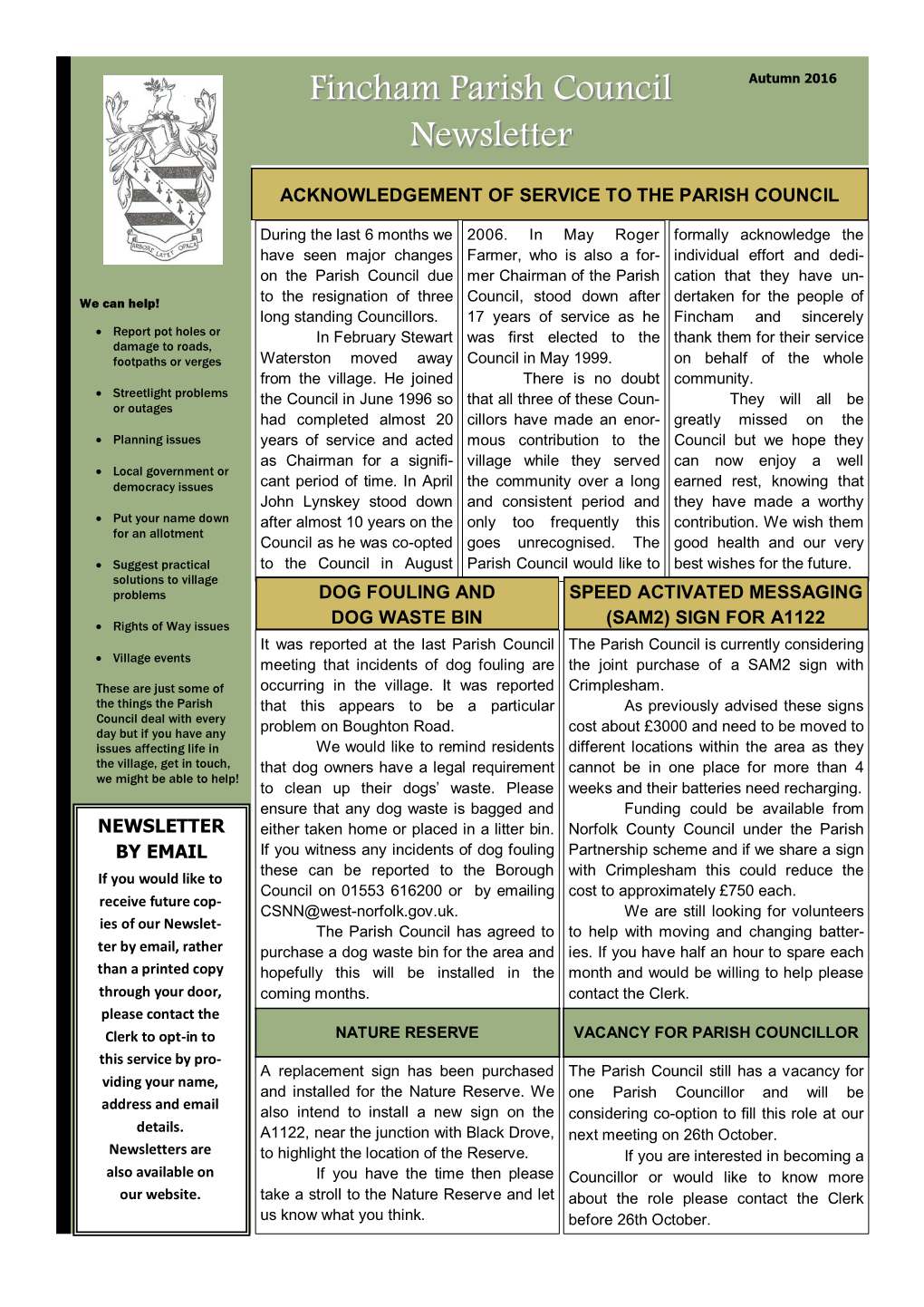 Fincham Parish Council Newsletter