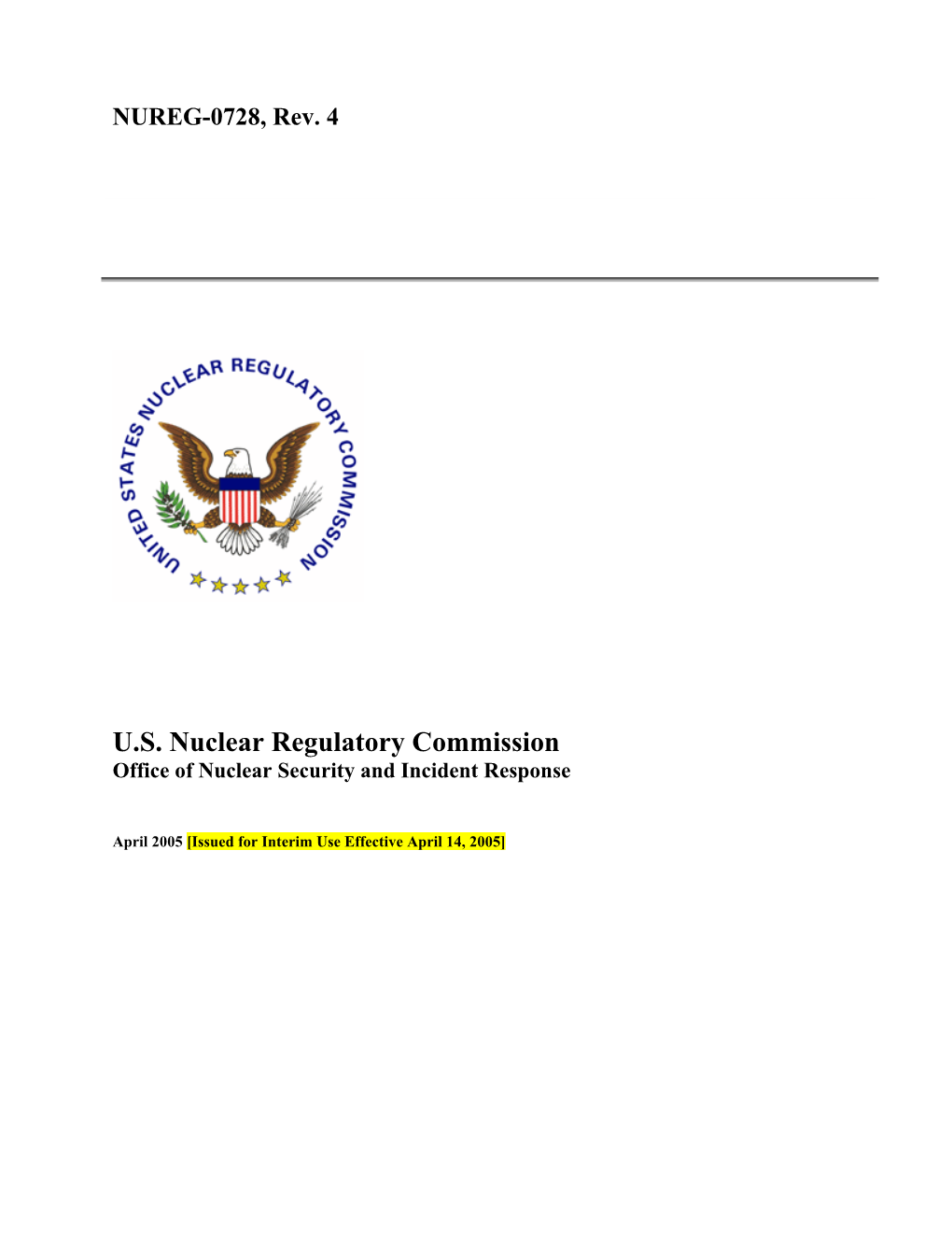 NRC Incident Response Plan (NUREG-0728)
