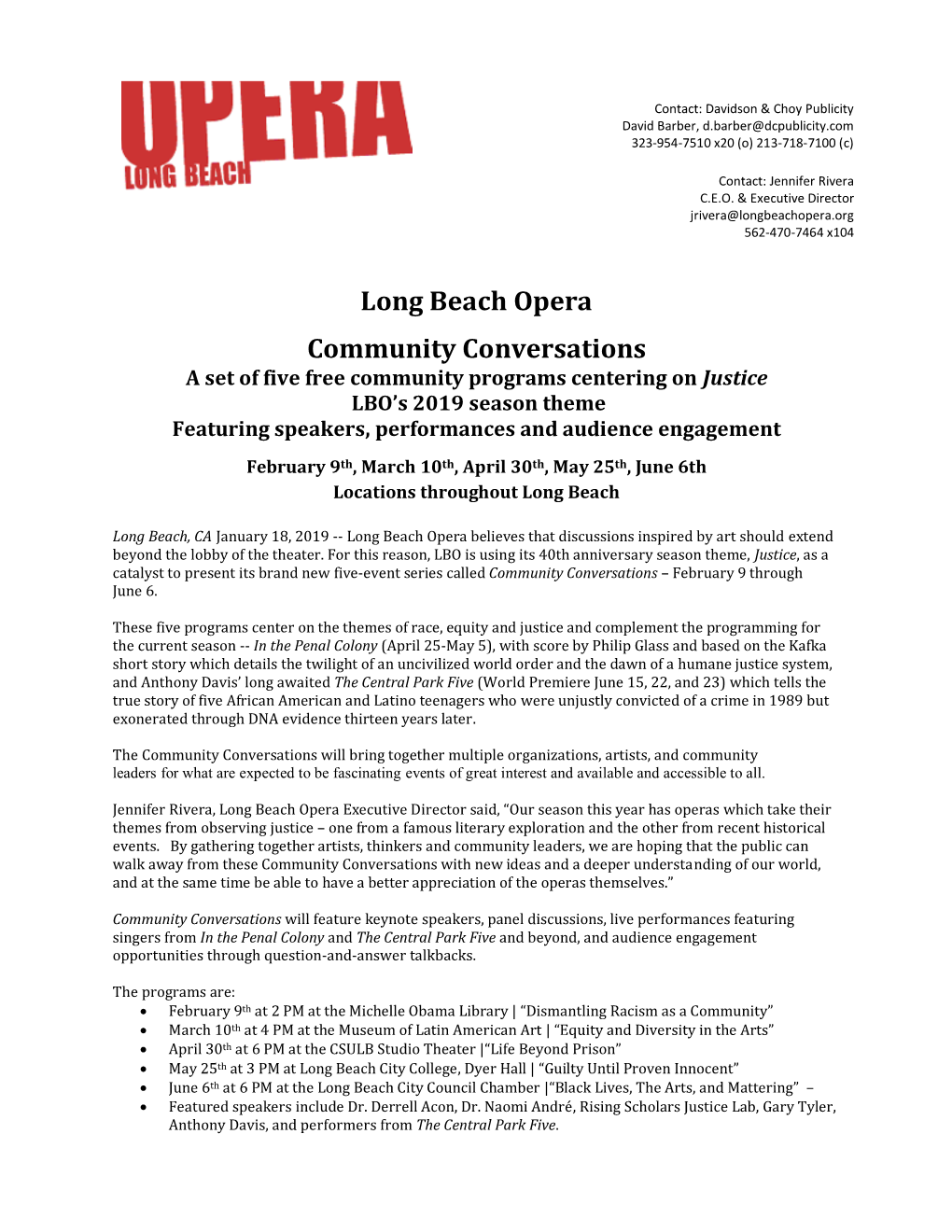 Long Beach Opera Community Conversations