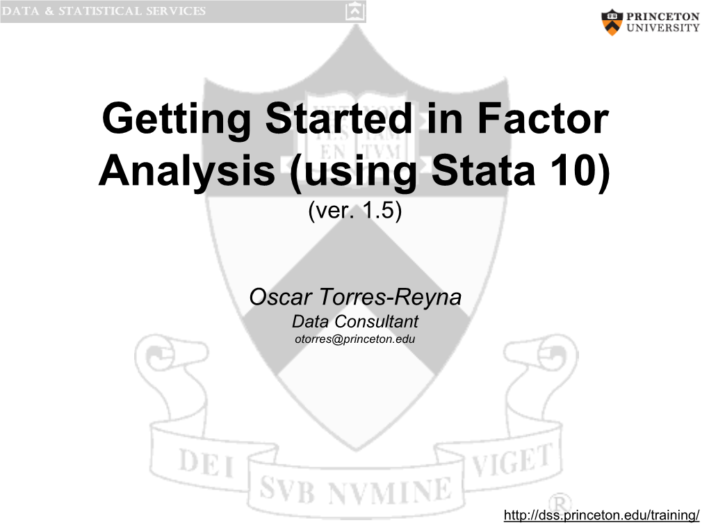 Getting Started in Factor Analysis (Using Stata 10) (Ver