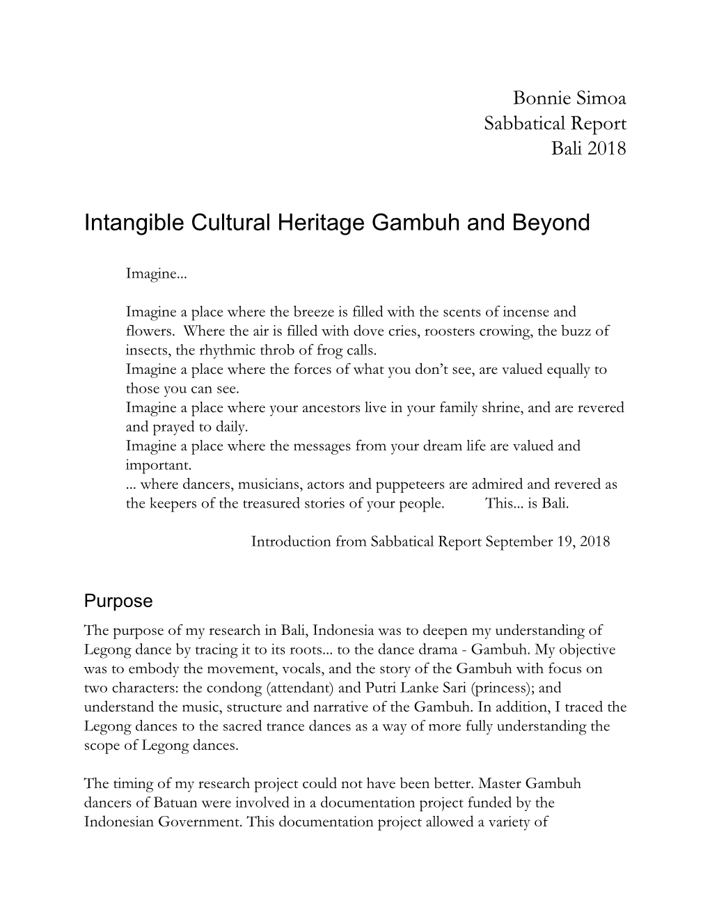 Intangible Cultural Heritage Gambuh and Beyond