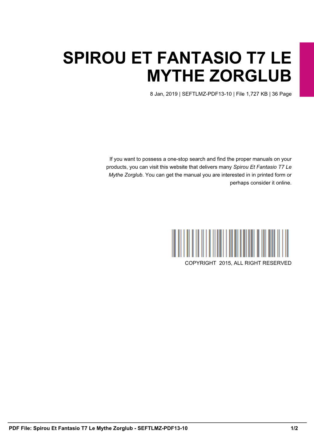 Spirou Et Fantasio T7 Le Mythe Zorglub Seftlmz-Pdf13-10