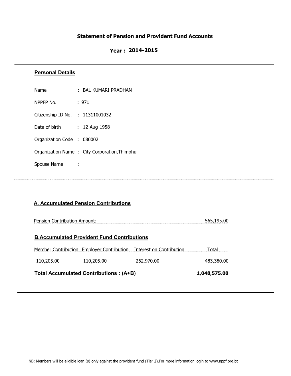 Statement of Pension and Provident Fund Accounts 2014-2015