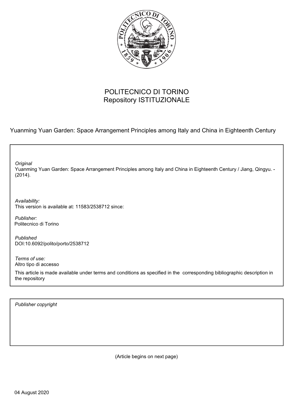 POLITECNICO DI TORINO Repository ISTITUZIONALE