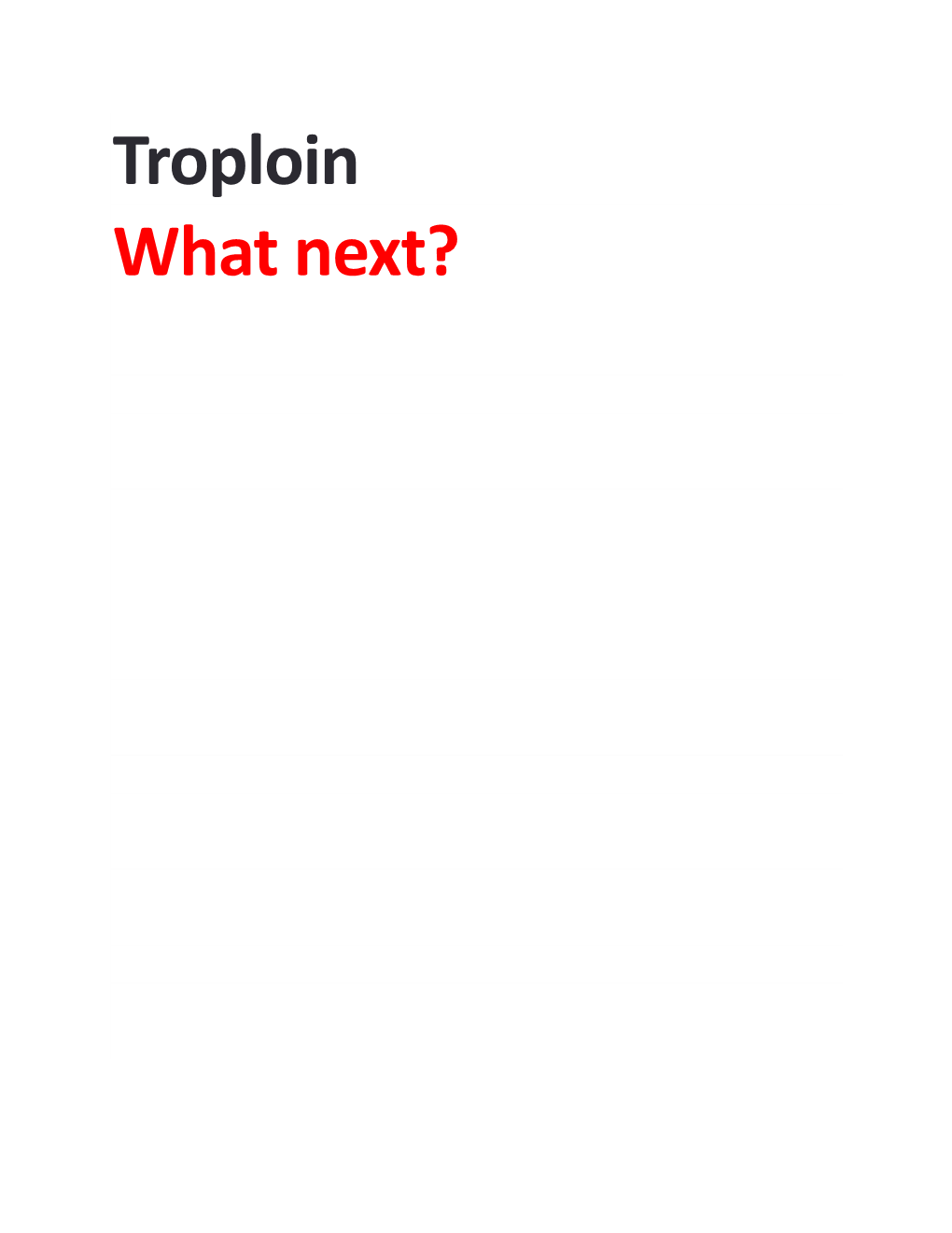 Troploin What Next?