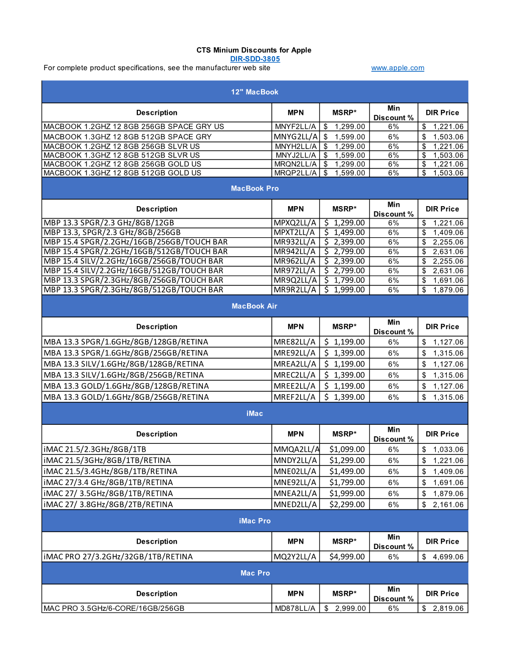 Apple DIR-SDD-3805 for Complete Product Specifications, See the Manufacturer Web Site