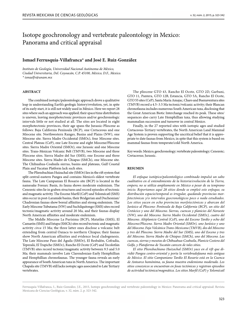 Isotope Geochronology and Vertebrate Paleontology in Mexico: Panorama and Critical Appraisal