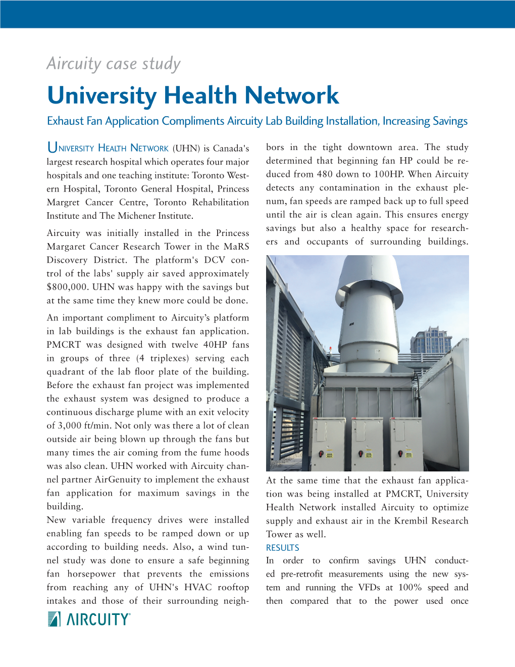 University Health Network (Exhaust Fan Application)