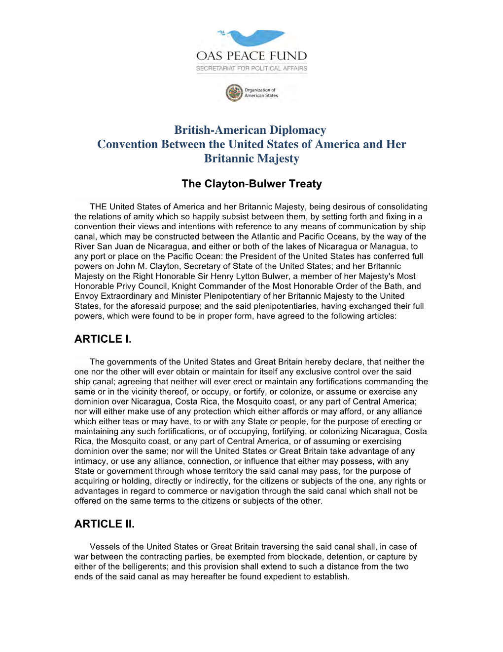 The Clayton-Bulwer Treaty-English