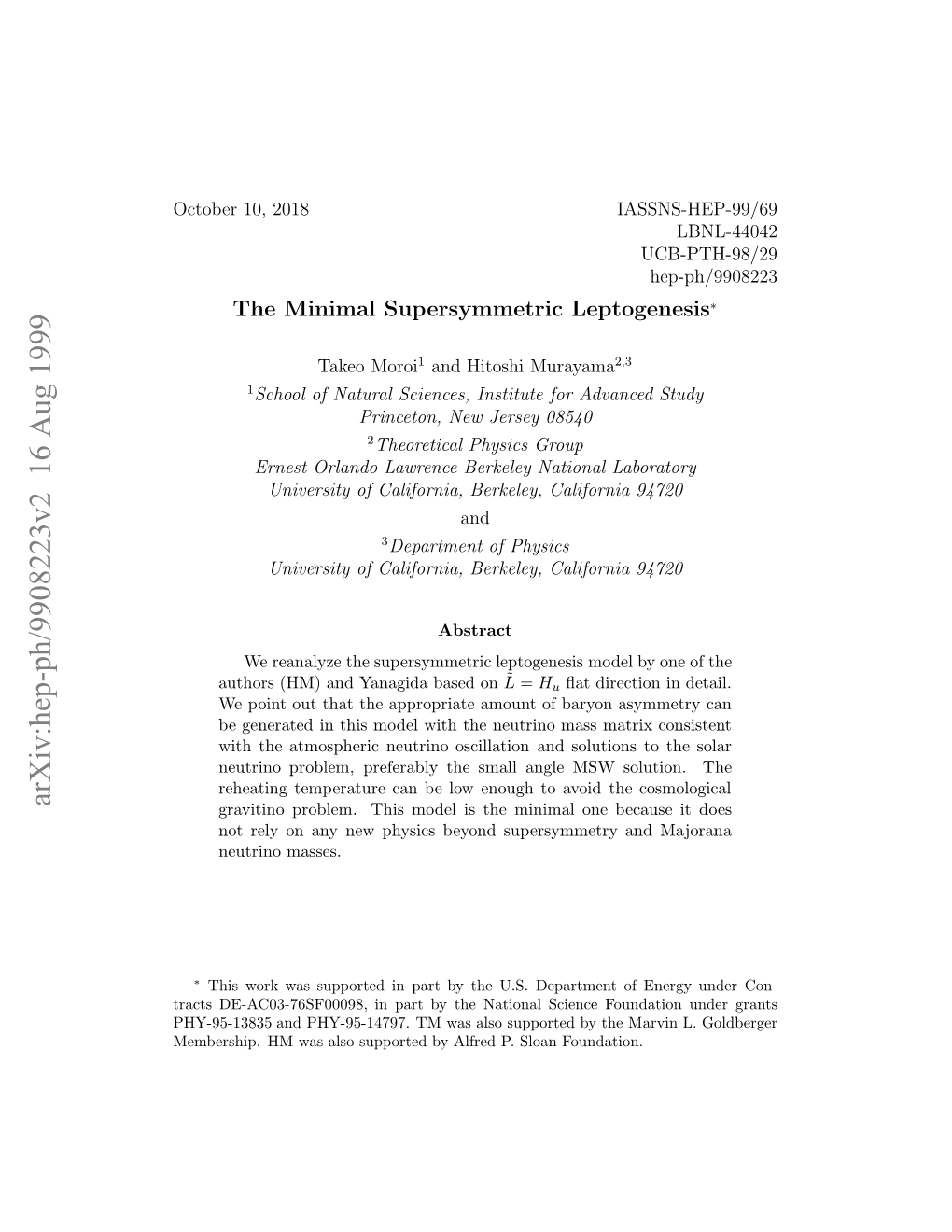 The Minimal Supersymmetric Leptogenesis