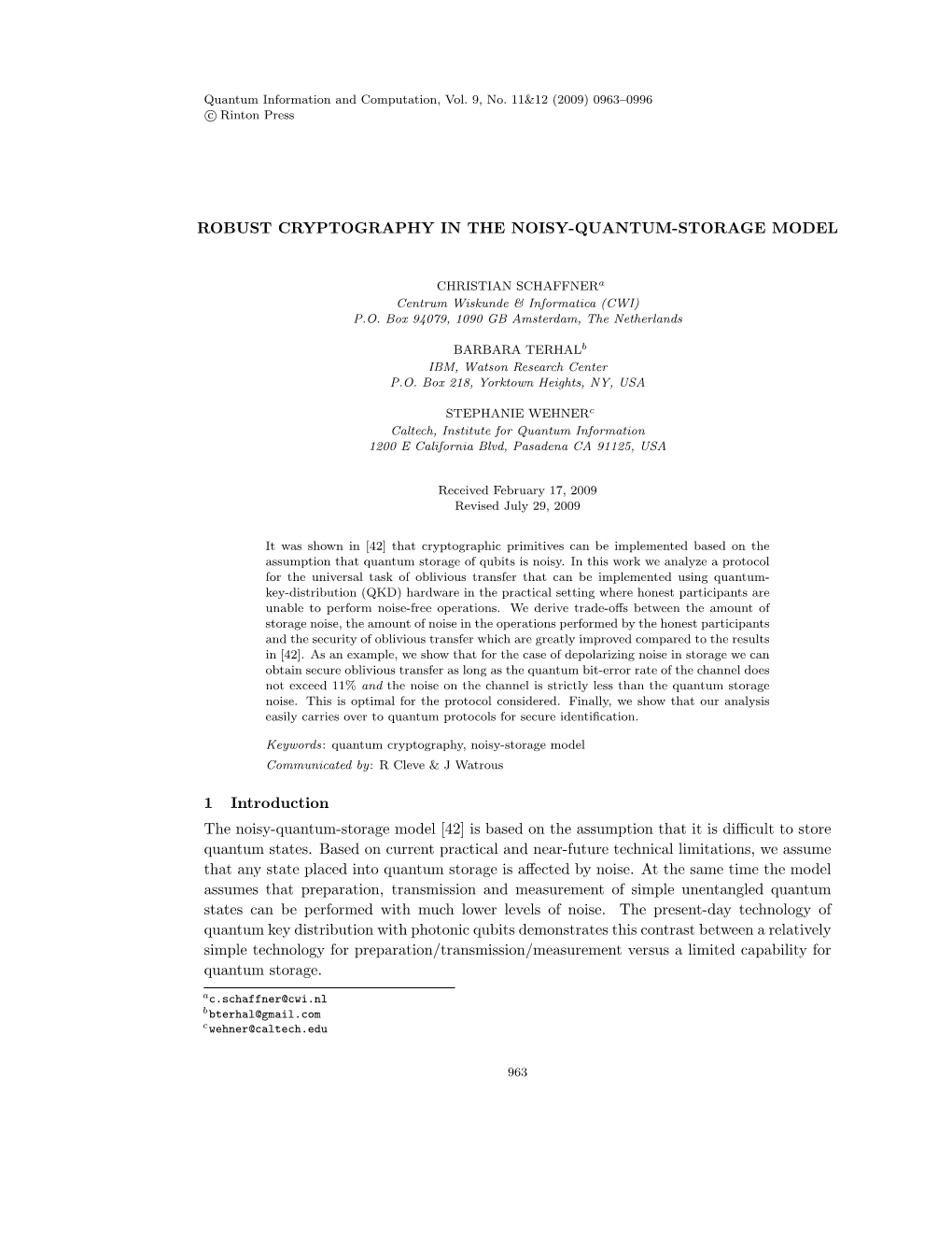 [42] Is Based on the Assumption That It Is Diﬃcult to Store Quantum States