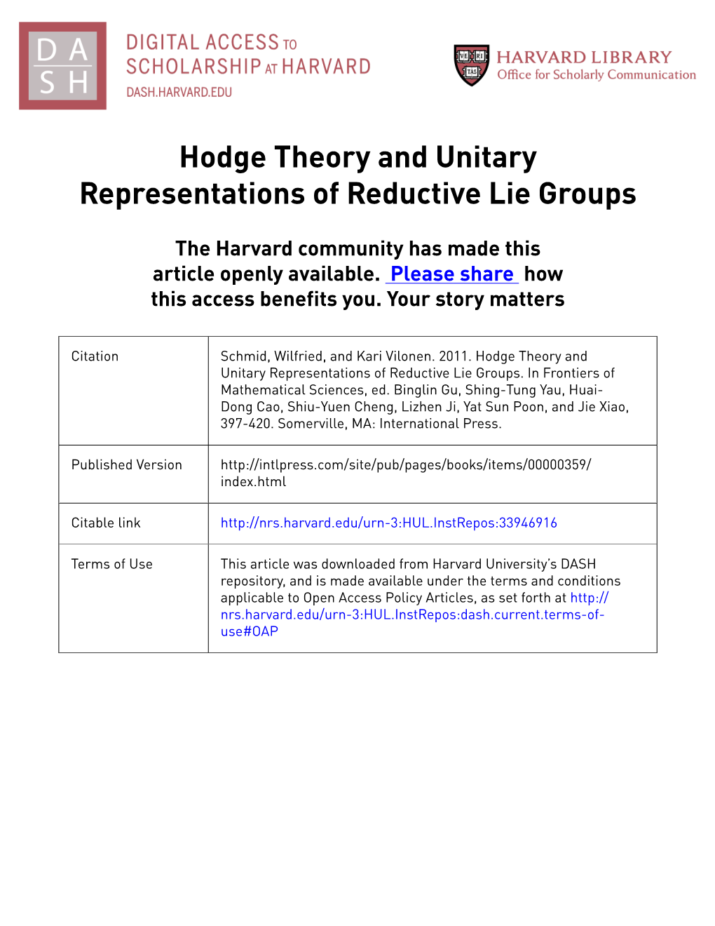 Hodge Theory and Unitary Representations of Reductive Lie Groups