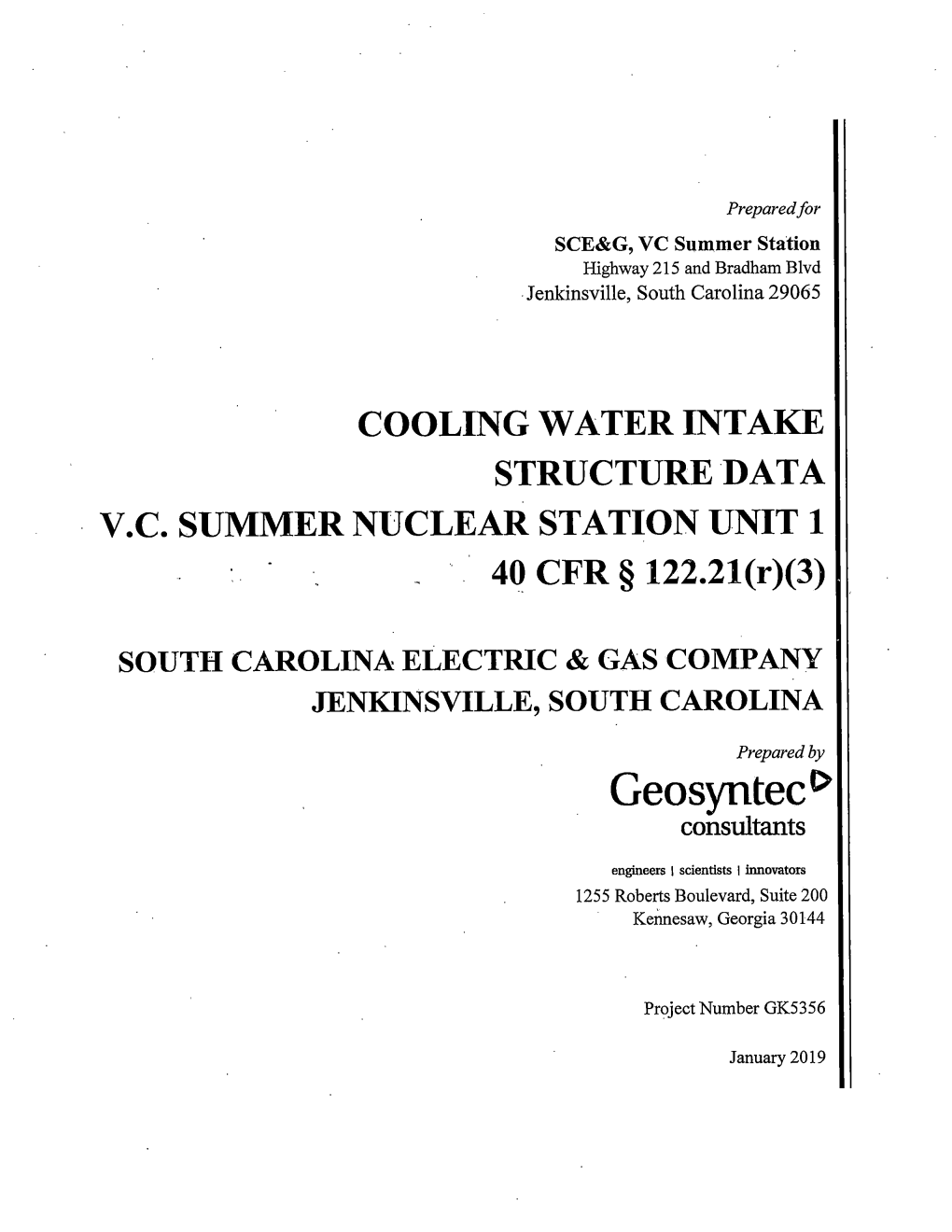 Virgil C. Summer Nuclear Station NPDES Permit No. SC0030856