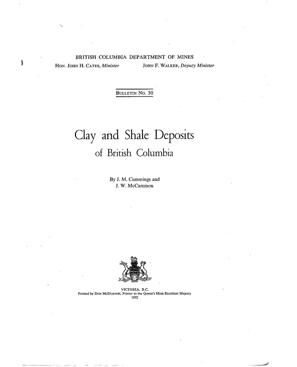 Clay and Shale Deposits of British Columbia