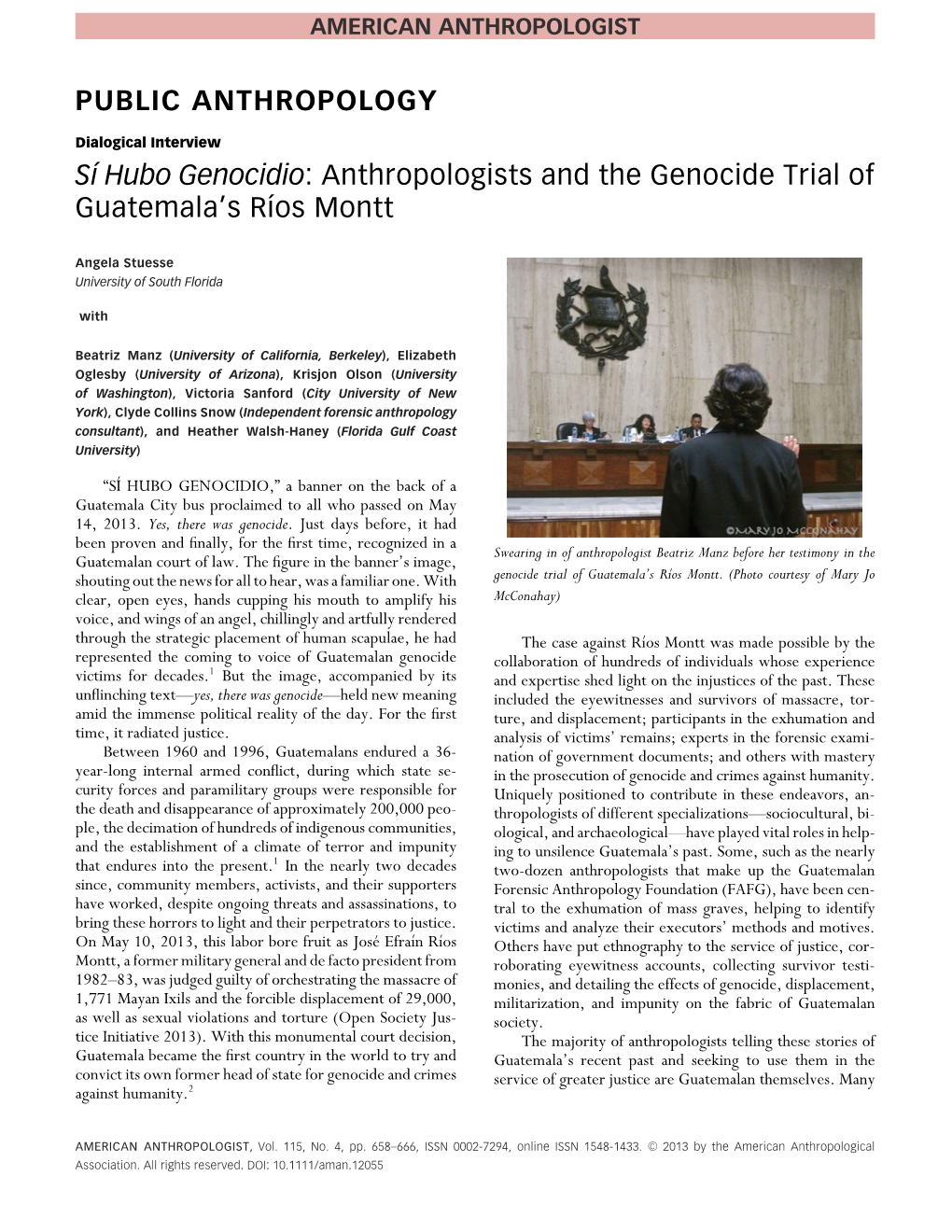 Anthropologists and the Genocide Trial of Guatemala's Rıos Montt