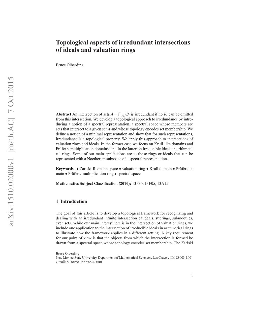 Topological Aspects of Irredundant Intersections of Ideals and Valuation Rings 3 for Working with Irredundance in Intersections of Valuation Rings