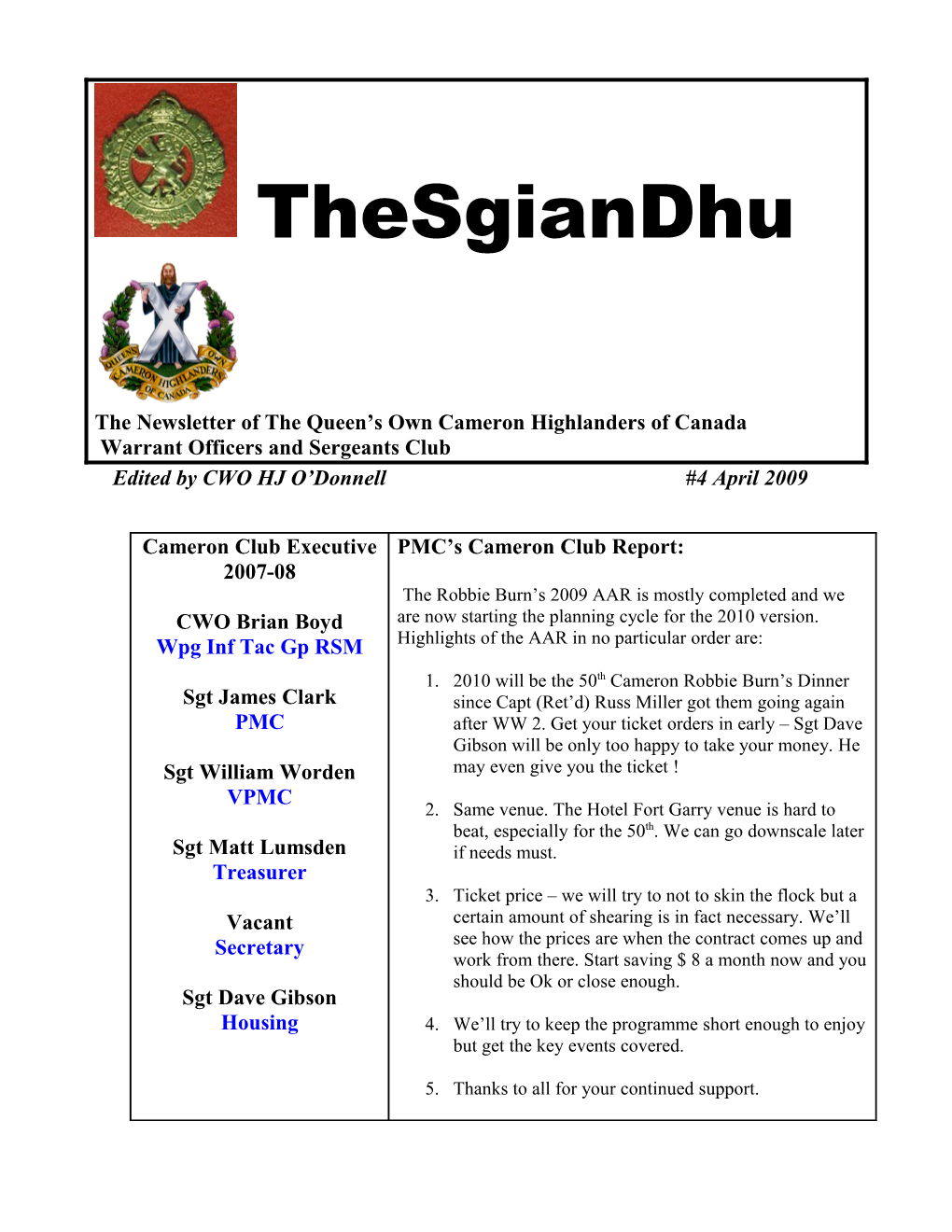 The Newsletter of the Queen S Own Cameron Highlanders of Canada s2