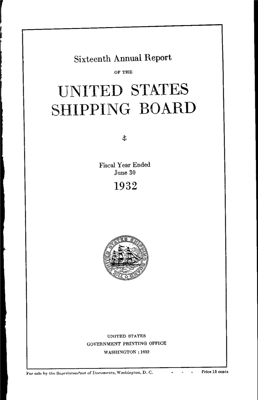 Annual Report for Fiscal Year 1932