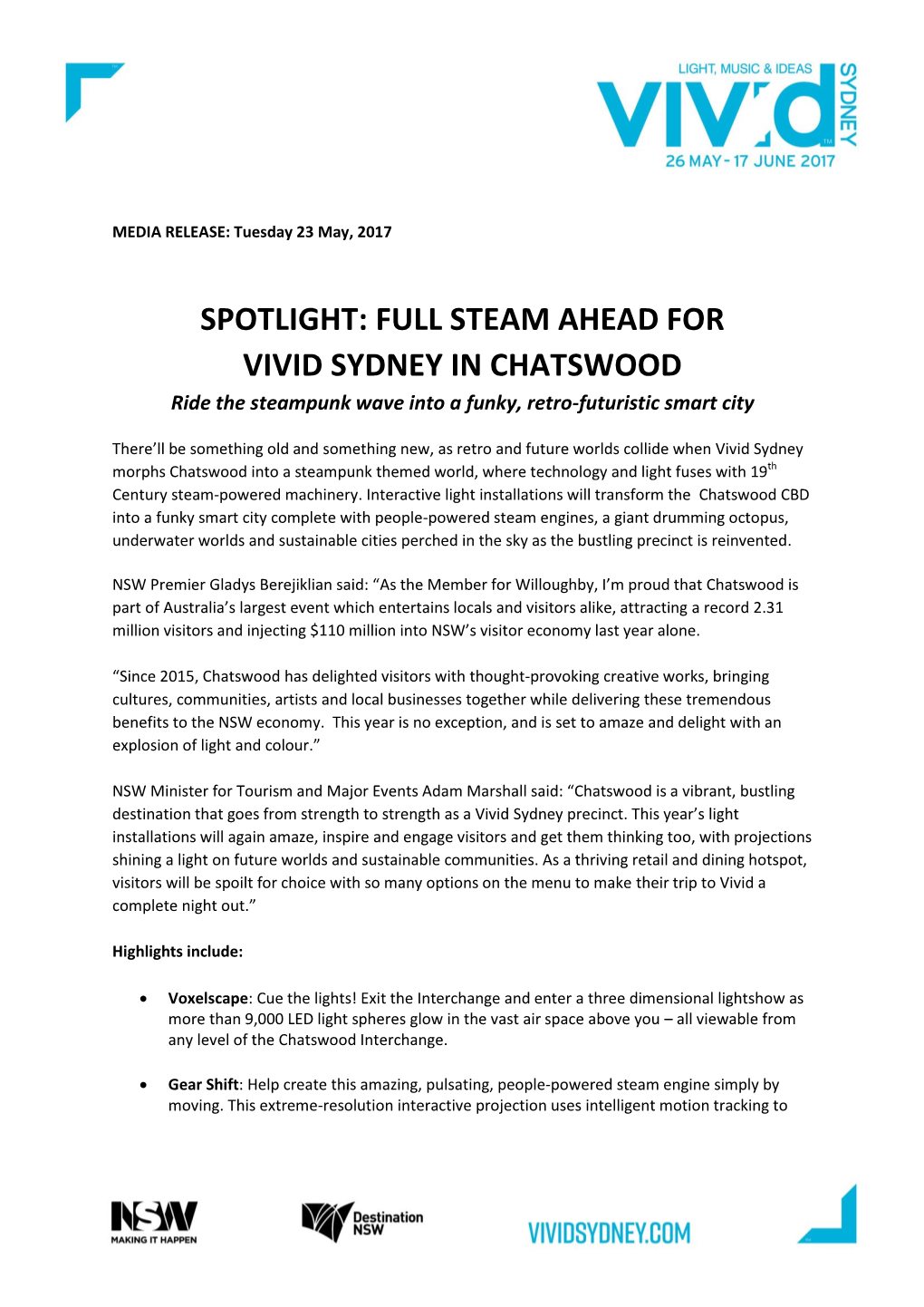 FULL STEAM AHEAD for VIVID SYDNEY in CHATSWOOD Ride the Steampunk Wave Into a Funky, Retro-Futuristic Smart City
