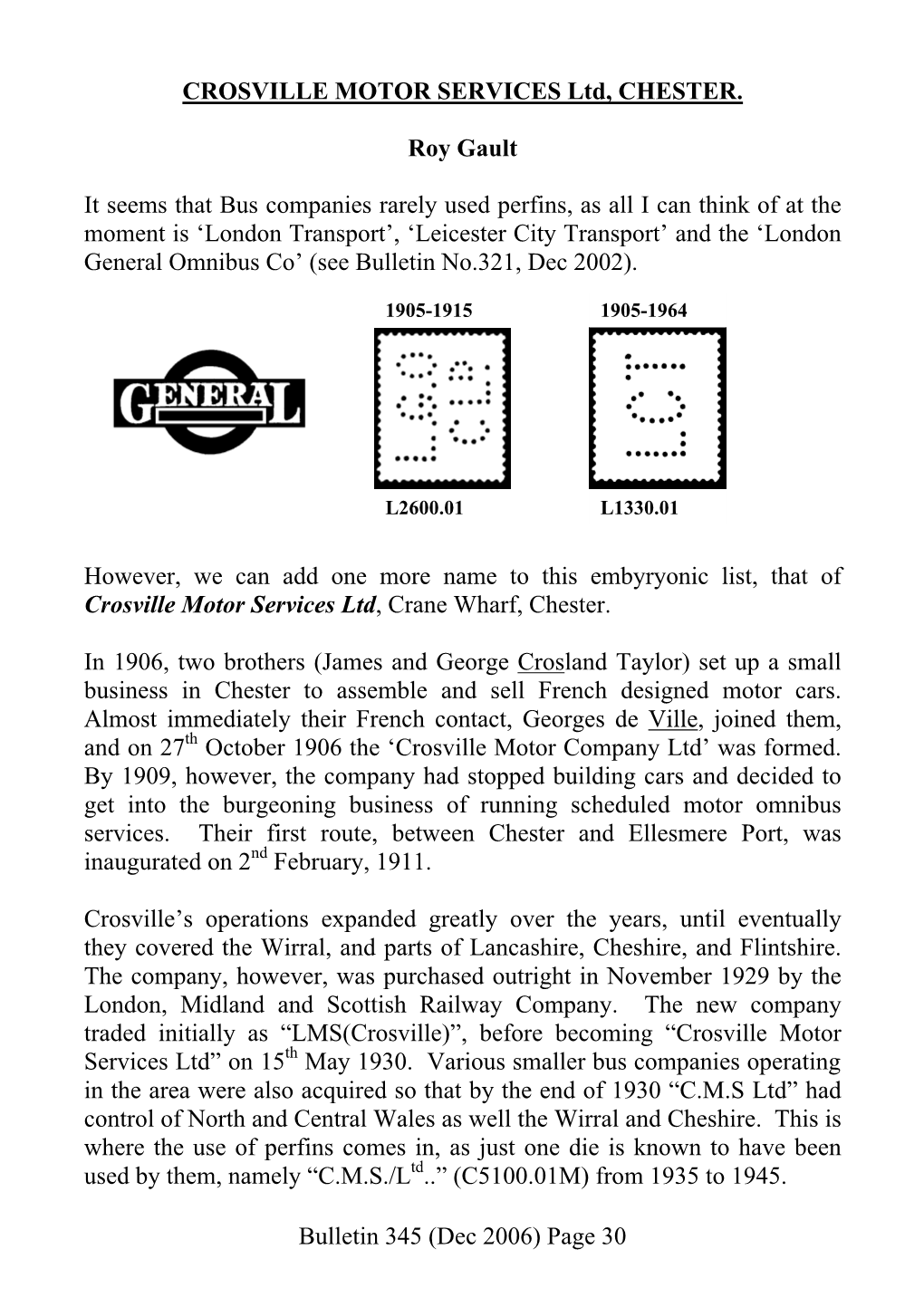 CROSVILLE MOTOR SERVICES Ltd, CHESTER