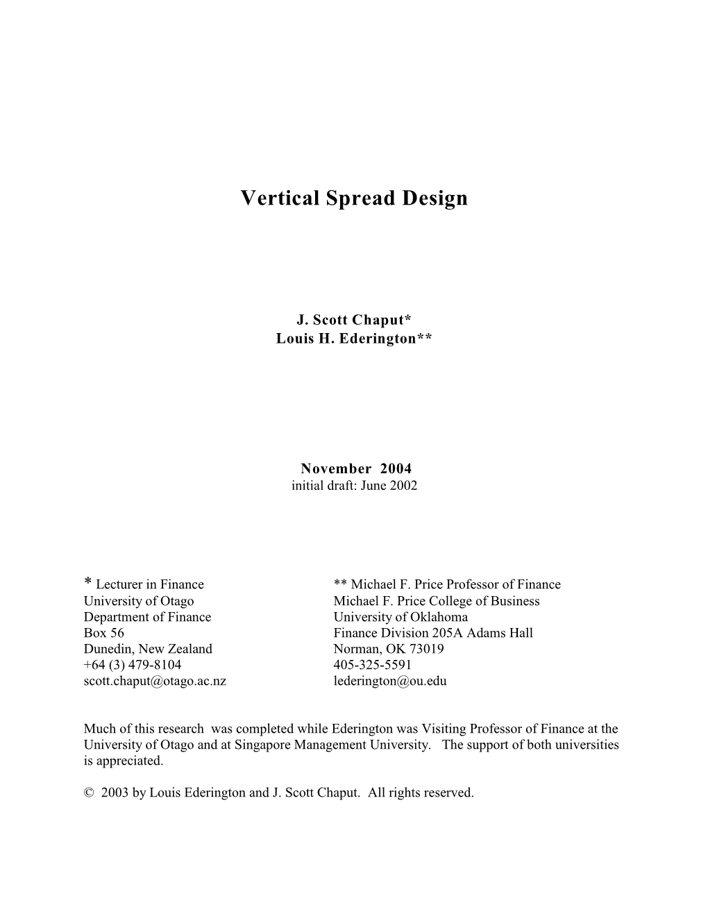 Vertical Spread Design