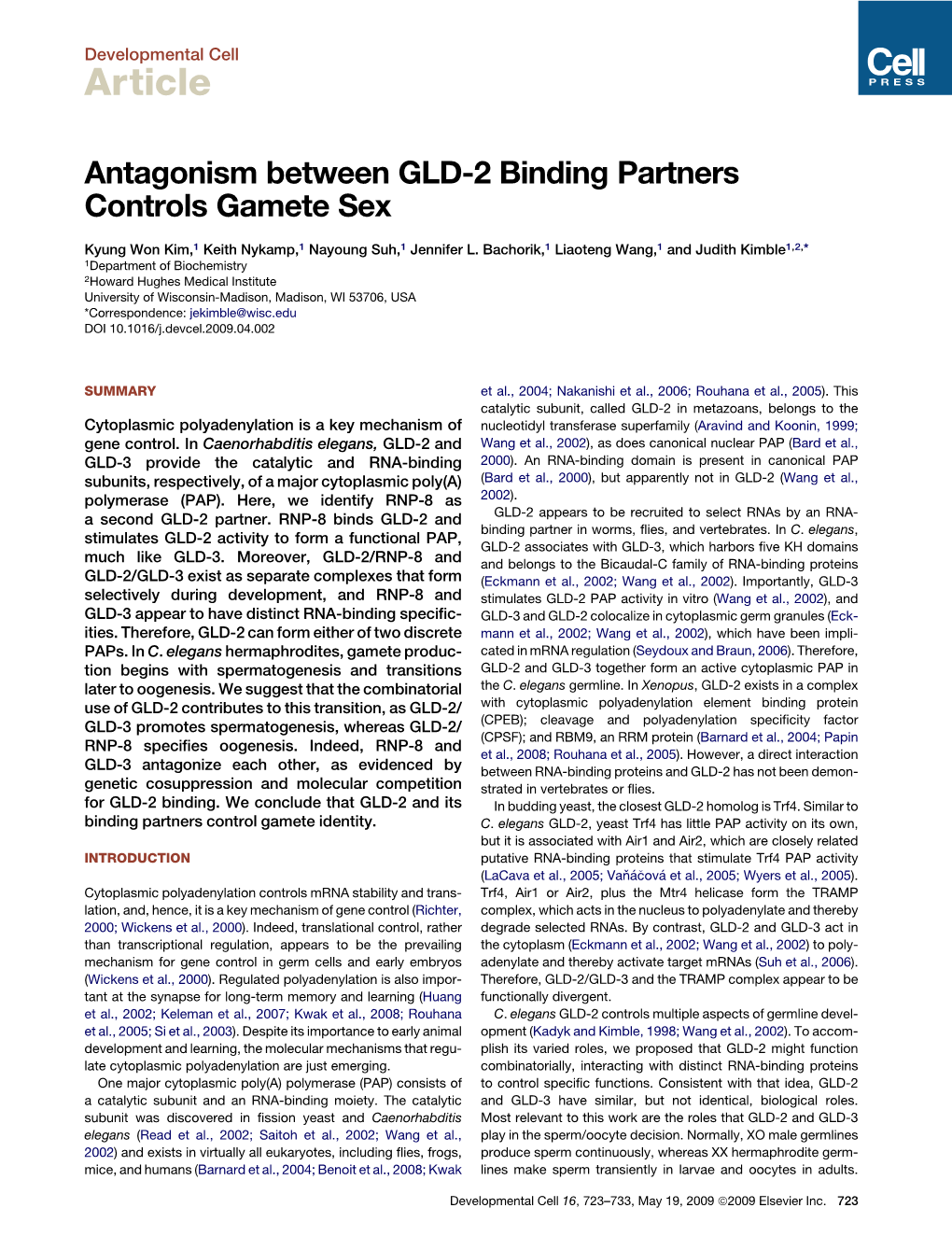 Antagonism Between GLD-2 Binding Partners Controls Gamete Sex
