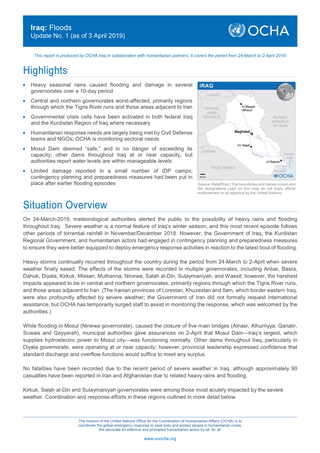 Iraq: Floods Update No