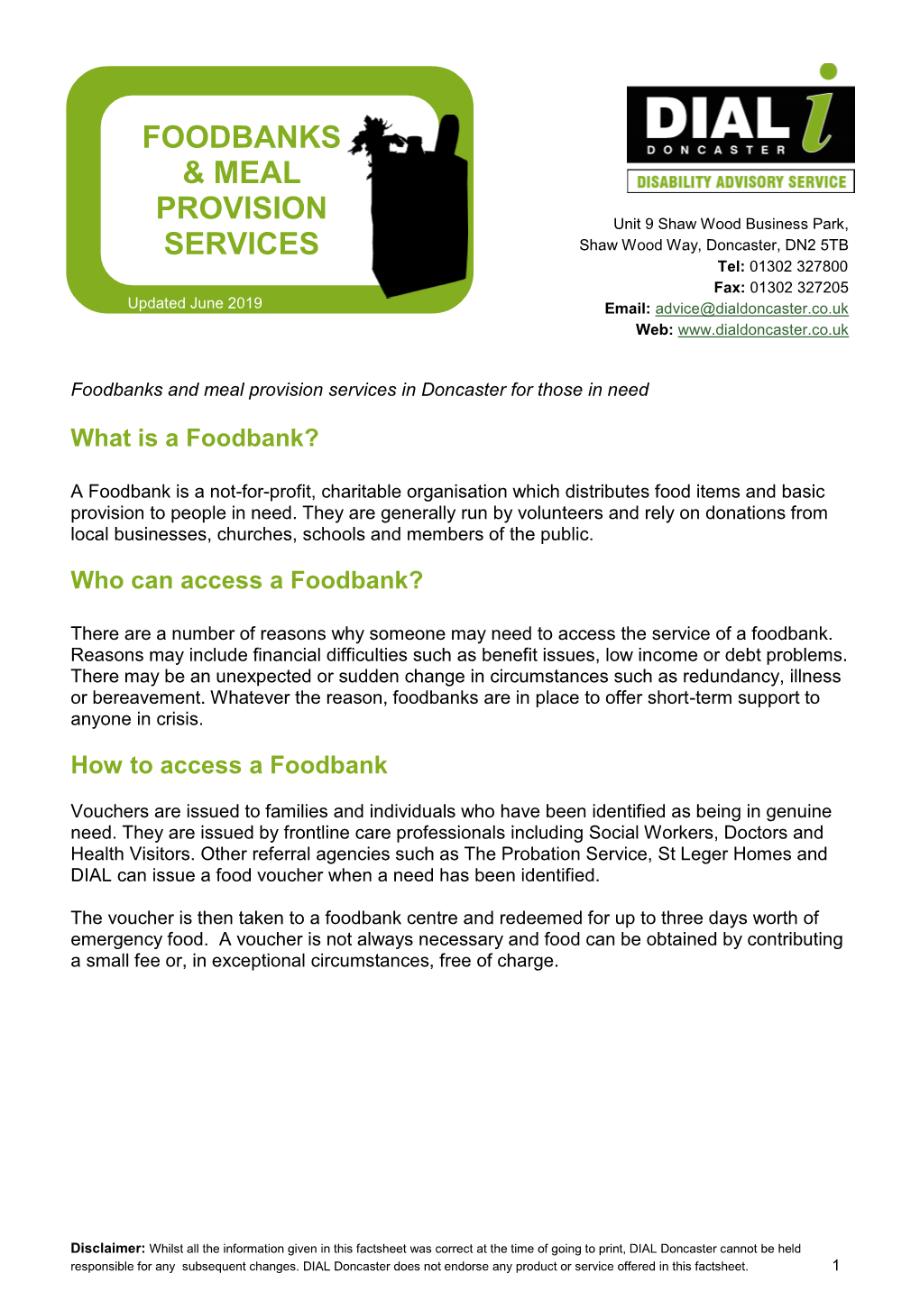 Foodbanks & Meal Provision Services