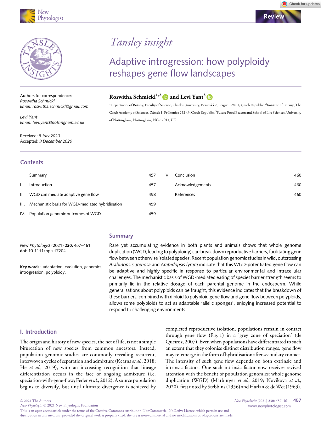 Adaptive Introgression: How Polyploidy Reshapes Gene Flow