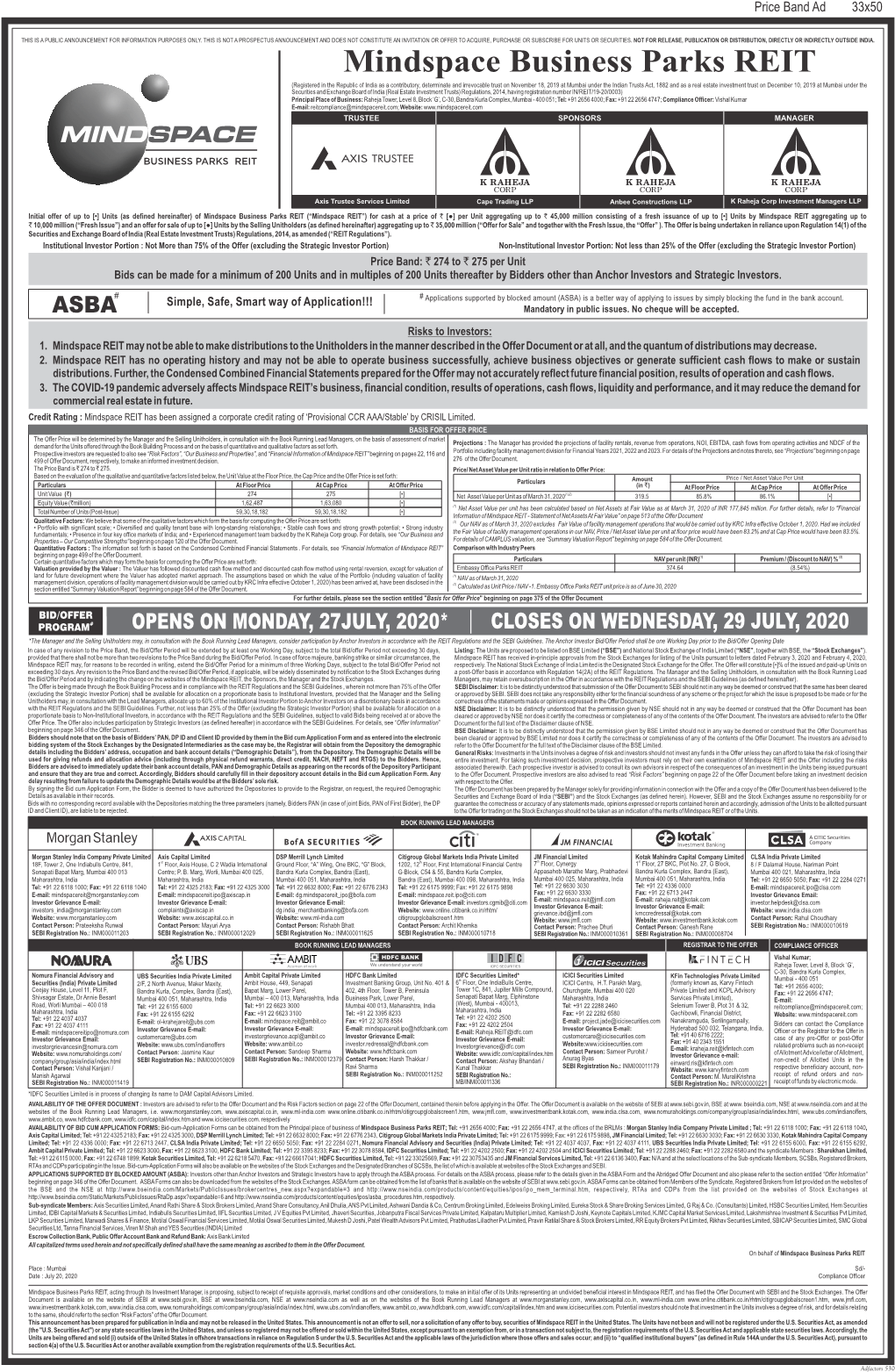 Mindspace Business Parks REIT Issue Ad.Cdr