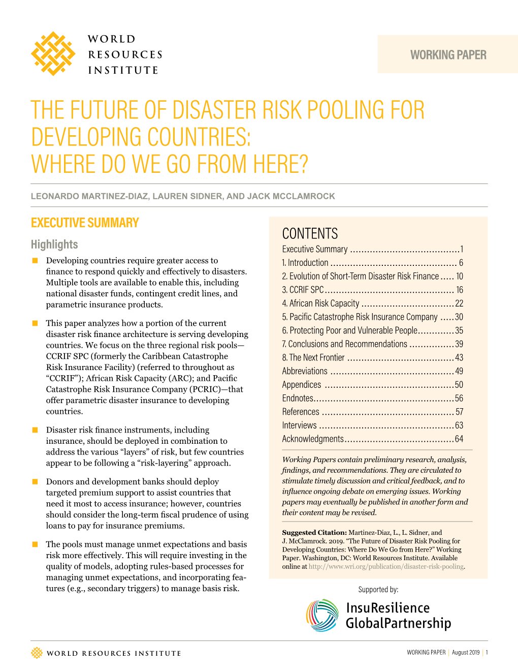 The Future of Disaster Risk Pooling for Developing Countries: Where Do We Go from Here?