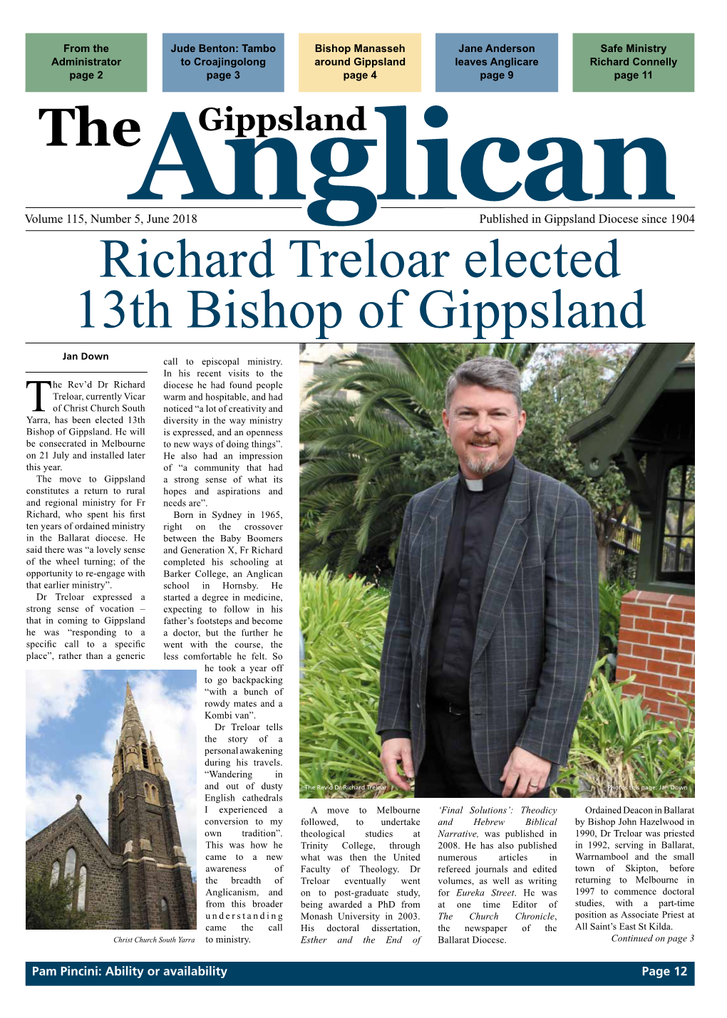 Richard Treloar Elected 13Th Bishop of Gippsland