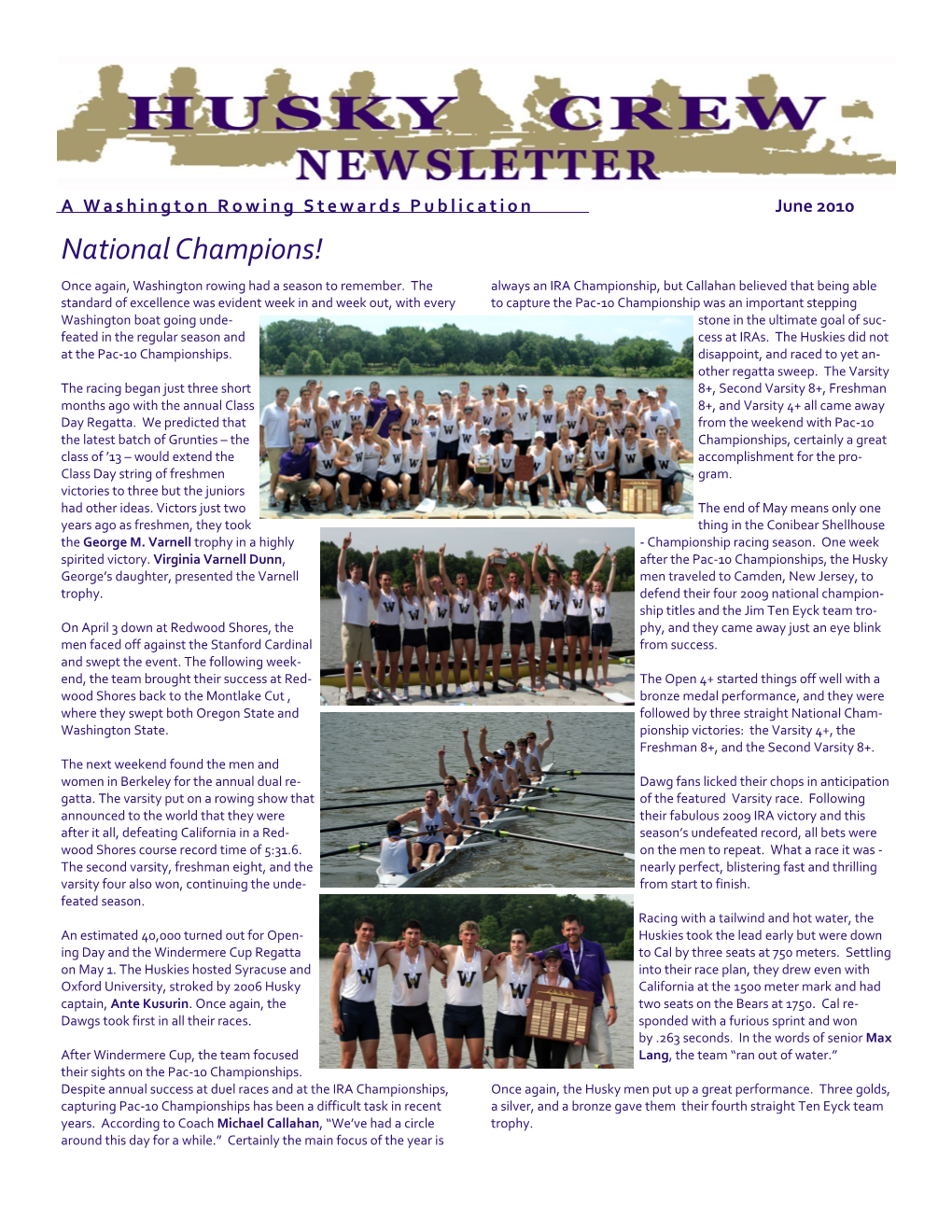 National Champions! Once Again, Washington Rowing Had a Season to Remember