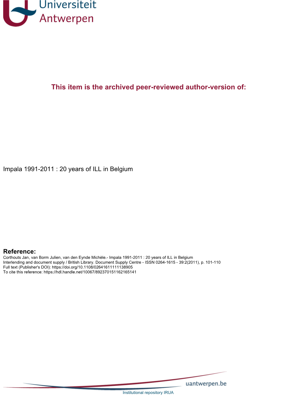 Postprint : Author's Final Peer-Reviewed Version