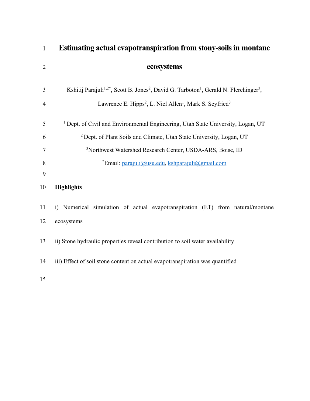 Estimating Actual Evapotranspiration from Stony-Soils in Montane