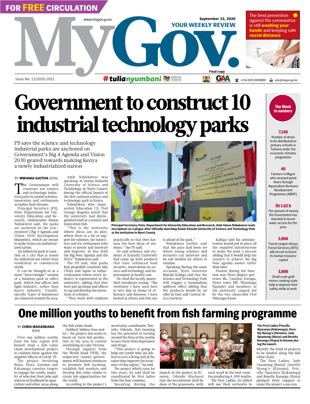 Mygov Issue 12 SEPTEMBER 22, 2020