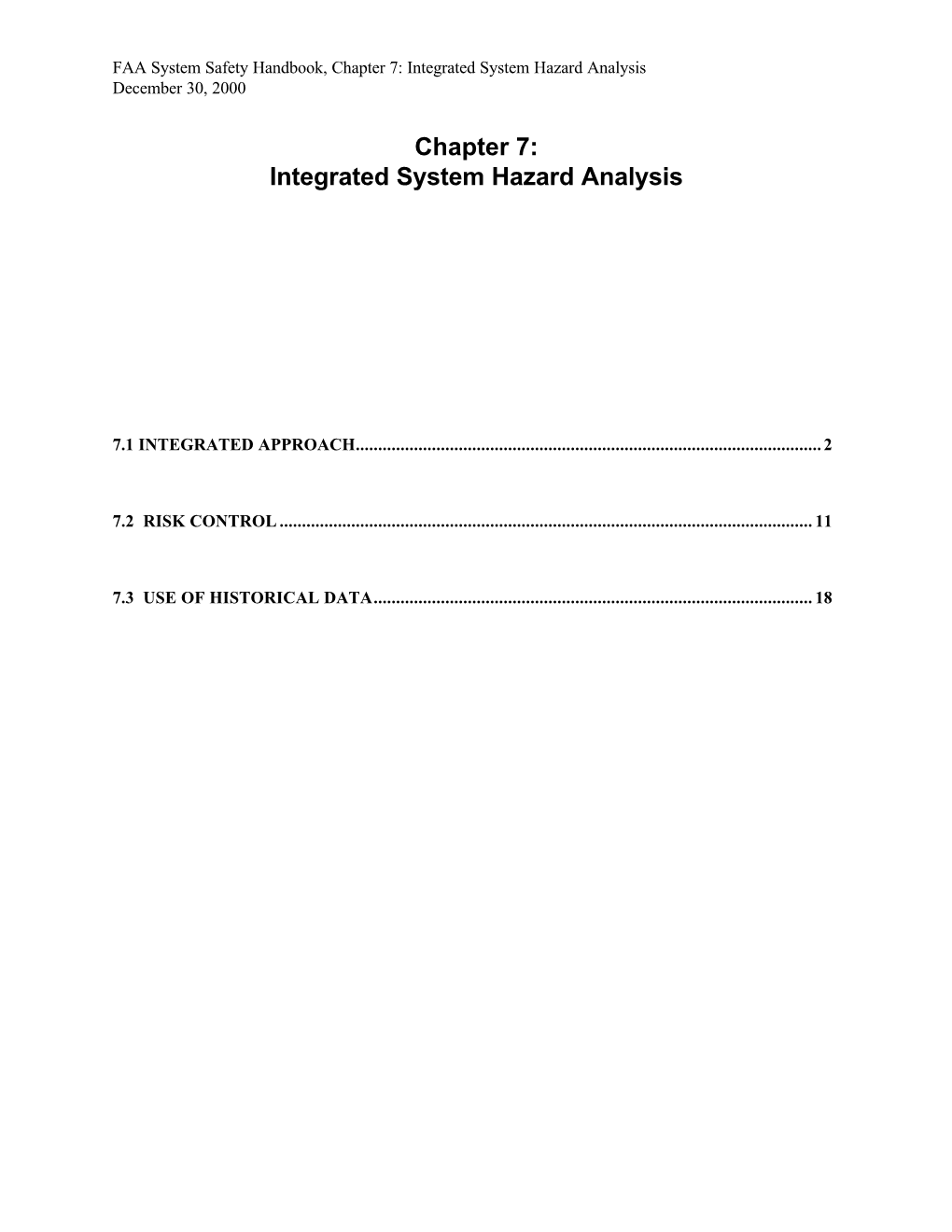 Chapter 7: Integrated System Hazard Analysis December 30, 2000