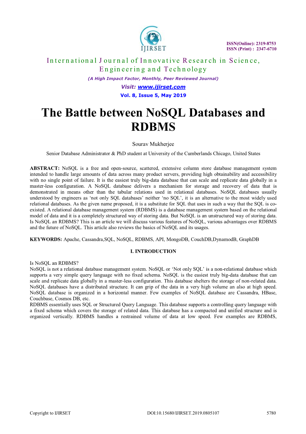 The Battle Between Nosql Databases and RDBMS