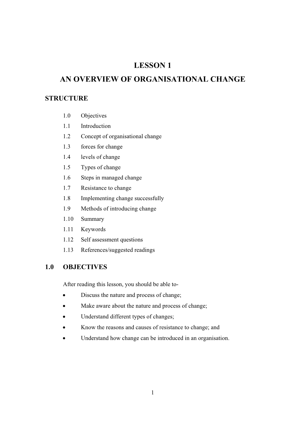 Lesson 1 an Overview of Organisational Change