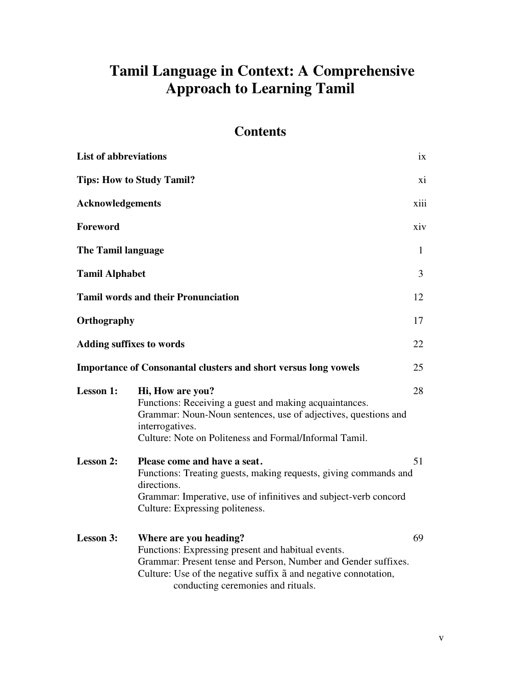 A Comprehensive Approach to Learning Tamil
