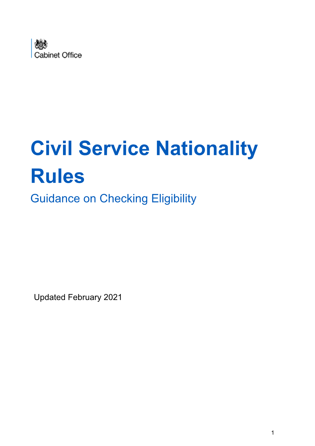 Civil Service Nationality Rules Guidance on Checking Eligibility