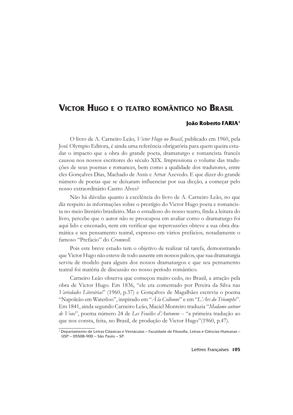 Victor Hugo E O Teatro Romântico No Brasil